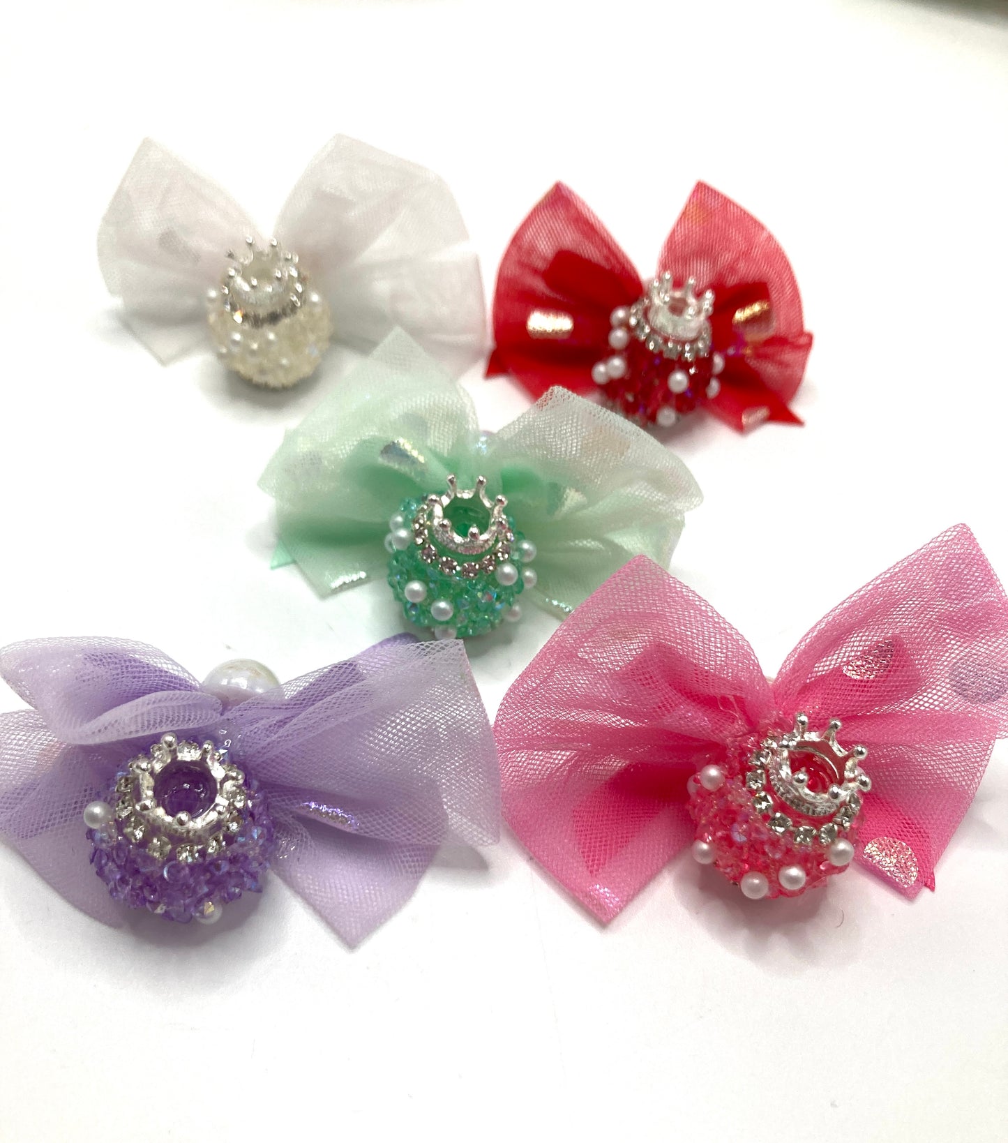 Beaded beadable textile bow Silk with rhinestones Bows made of ribbons Wire netted bow tie Random Mix