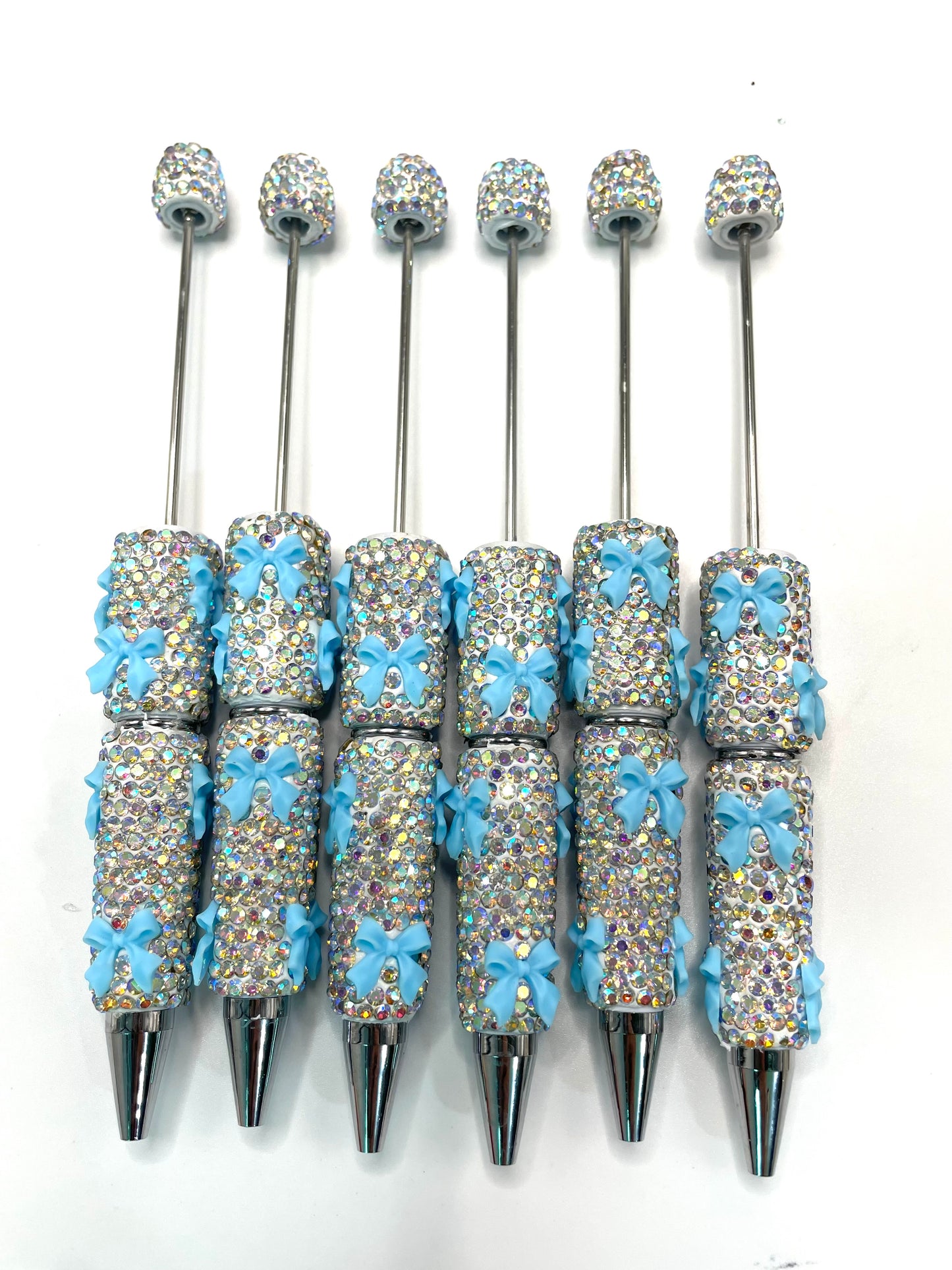 bow pen fancy clay rhinestone bow pen ornaments with acrylic bow  colored random mix
