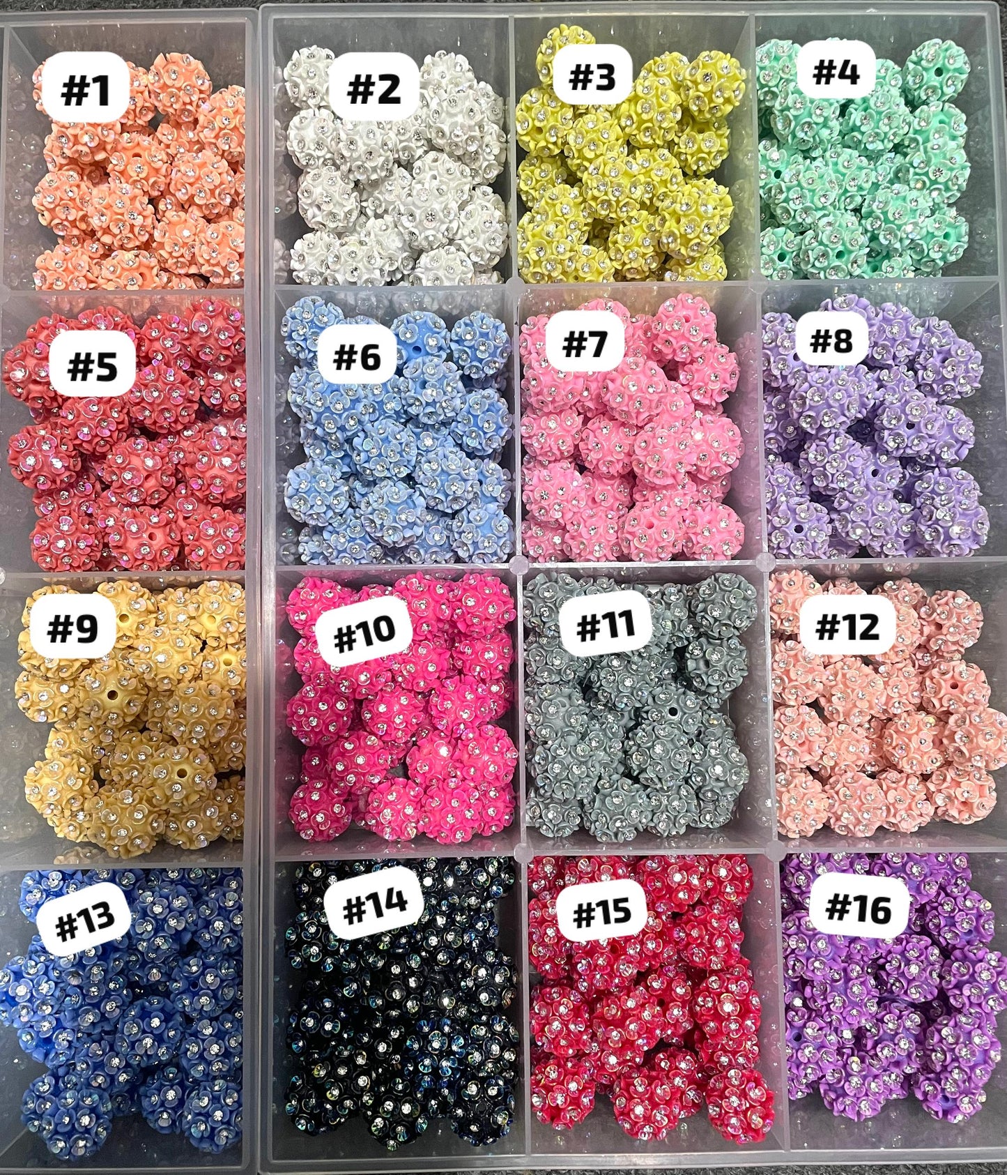 Beaded beadable fancy Beads Three leaf colored flower beads with Rhinestonein the middle acrylic Beads,Random Mix