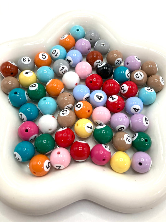 Acrylic beads Digital beads Chinese-style Billiards 16mm Random Mix （#6）