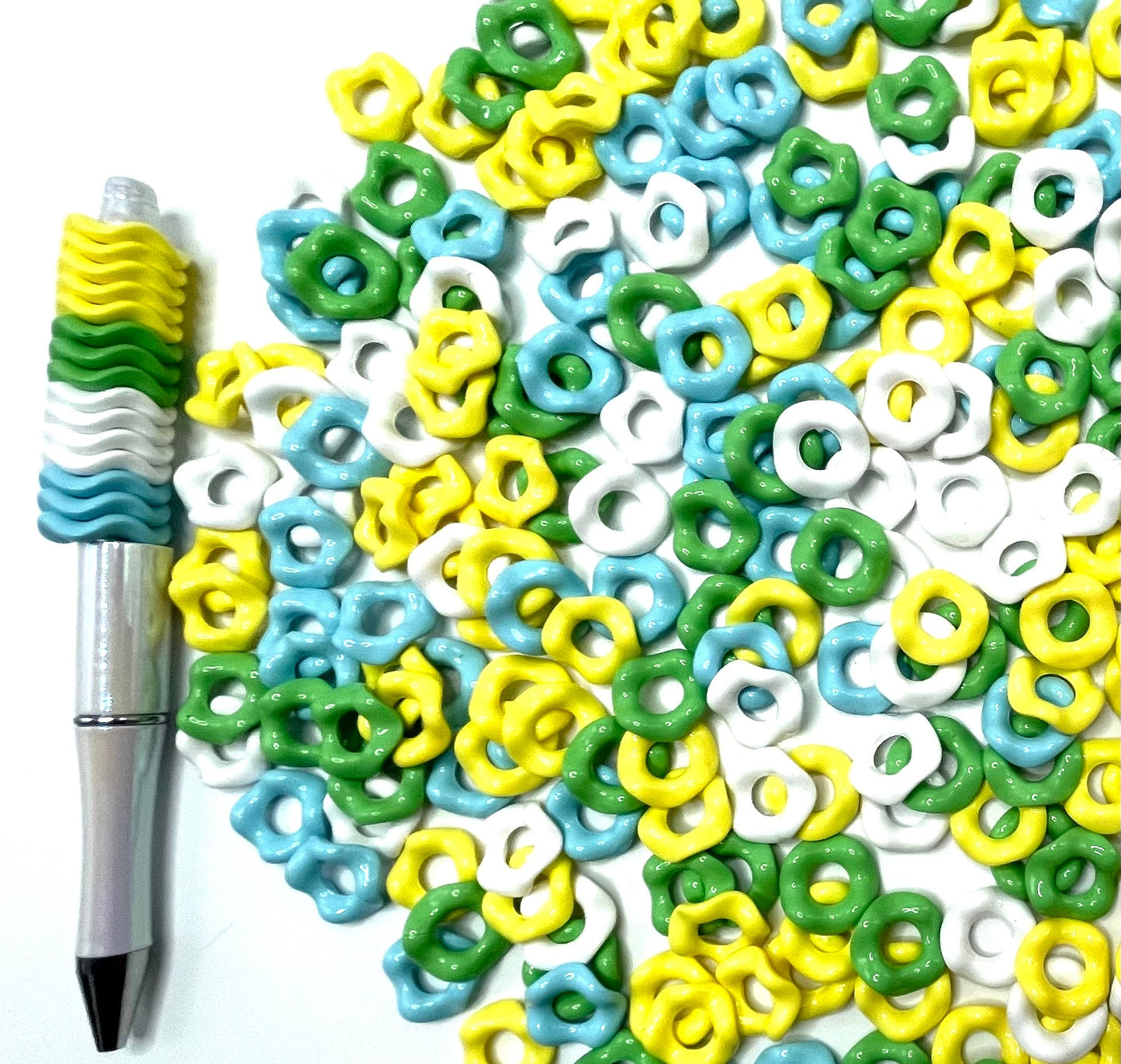 Beaded beadable acrylic glossy shiny wave wavy spacer 15mm