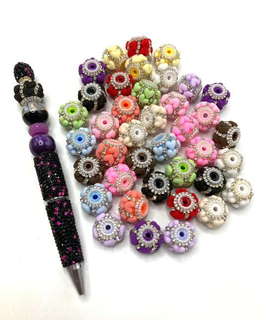 Fancy Beads Sanded Heart Chain Acrylic heart chain beads Pearl gasket Random Mix 18mm