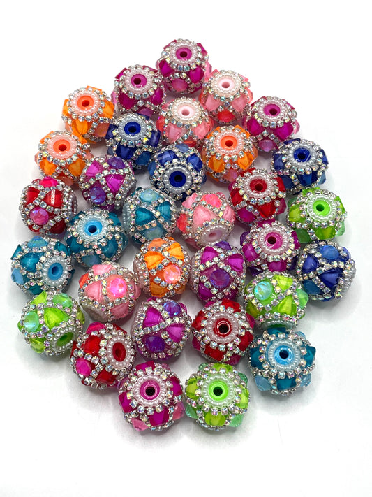 Bubble rhinestone with double layers heart fancy beads