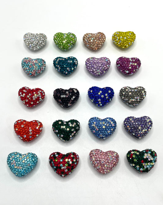 Clay AB Heart Clay heart beads Christmas color scheme Spot Random Mix 24mm