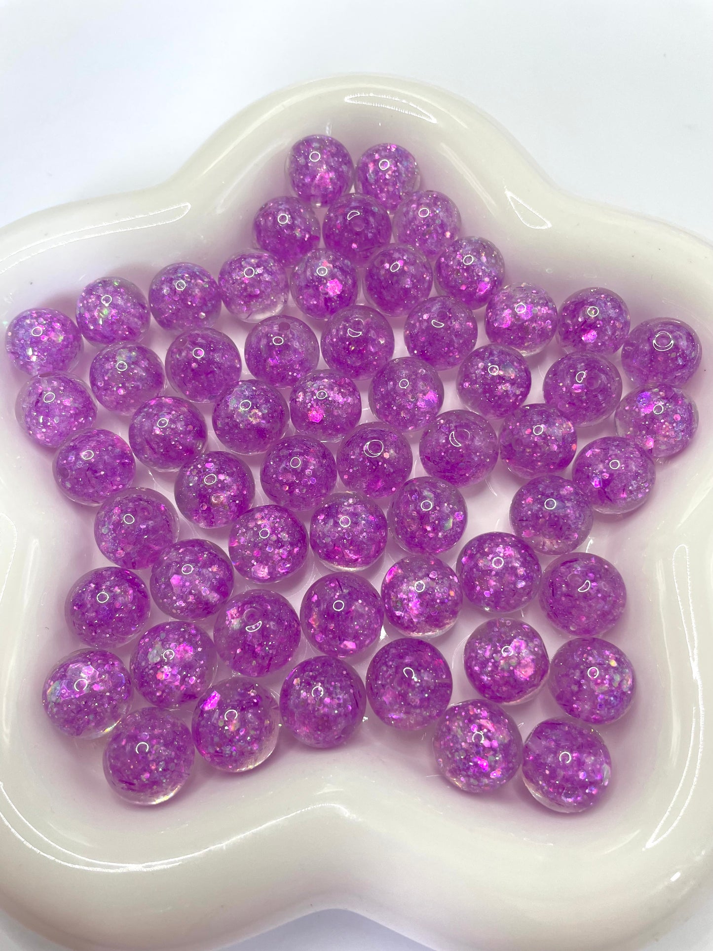 Beaded beadable acrylic glitter galaxy beads 16mm