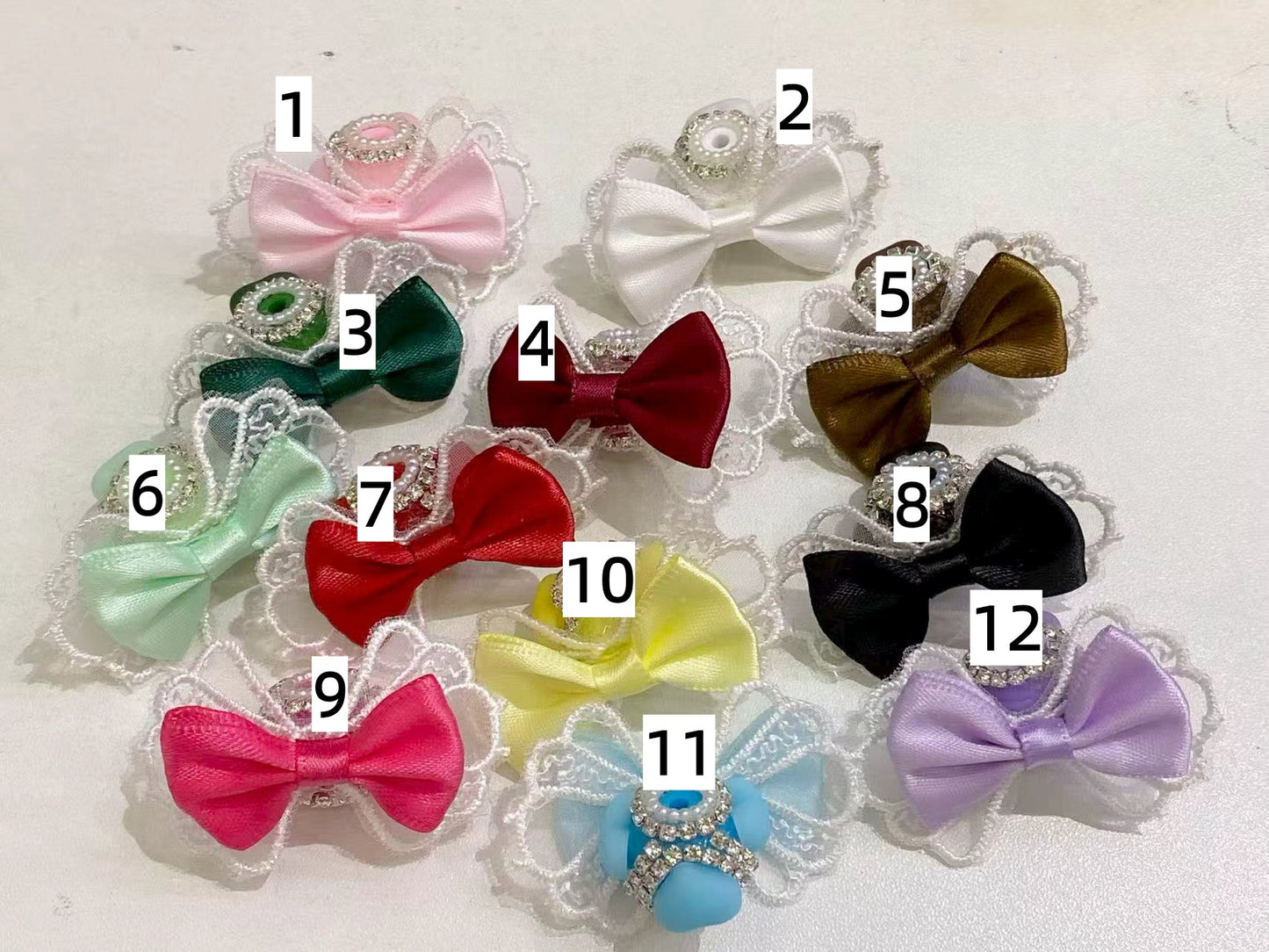 Lace-edge bow tie Weaving Fabric Bias binding Beaded bow necklace Random Mix