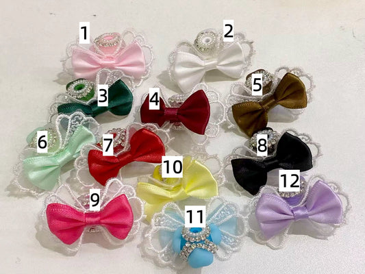 Lace-edge bow tie Weaving Fabric Bias binding Beaded bow necklace Random Mix