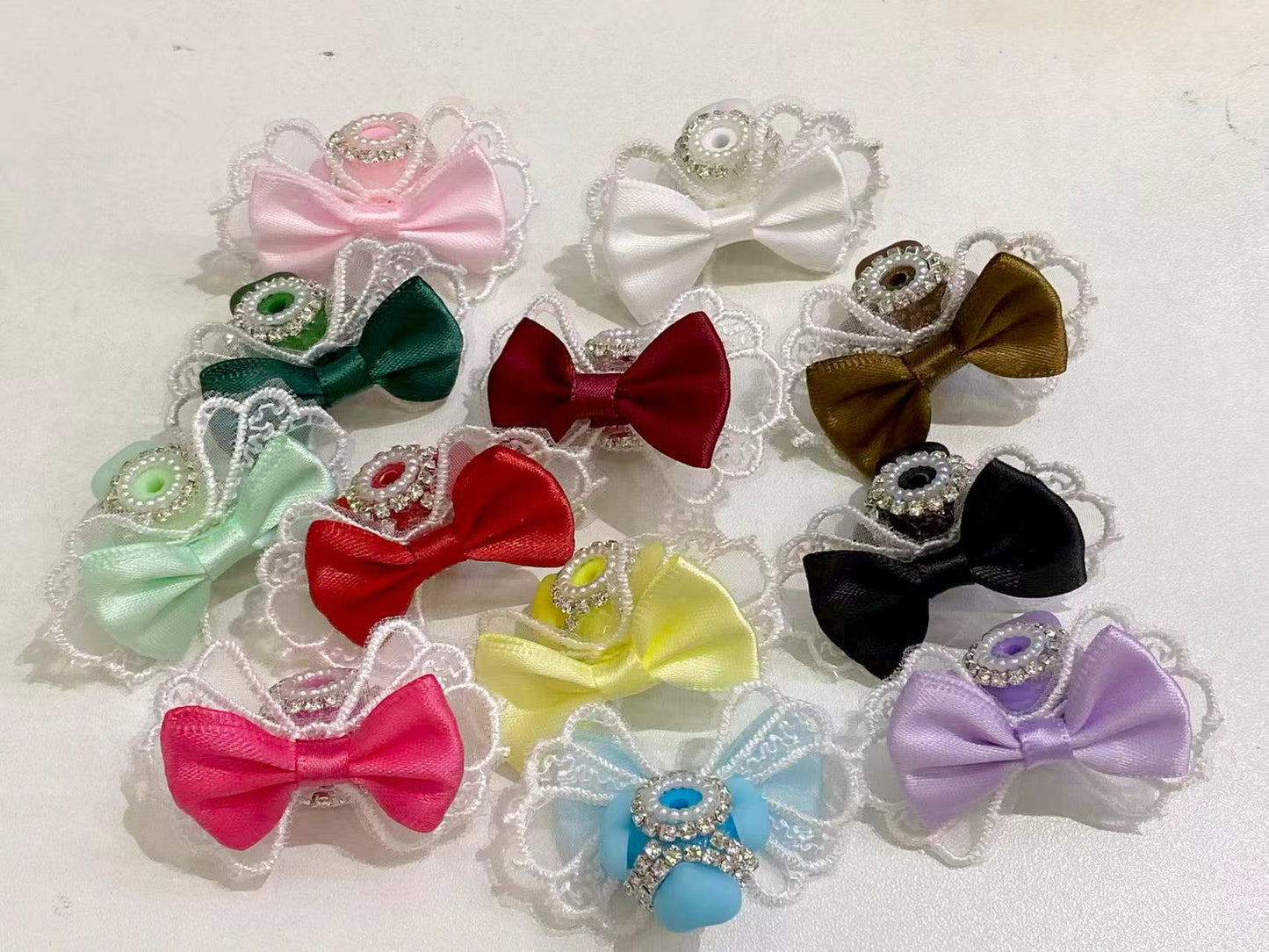 Lace-edge bow tie Weaving Fabric Bias binding Beaded bow necklace Random Mix