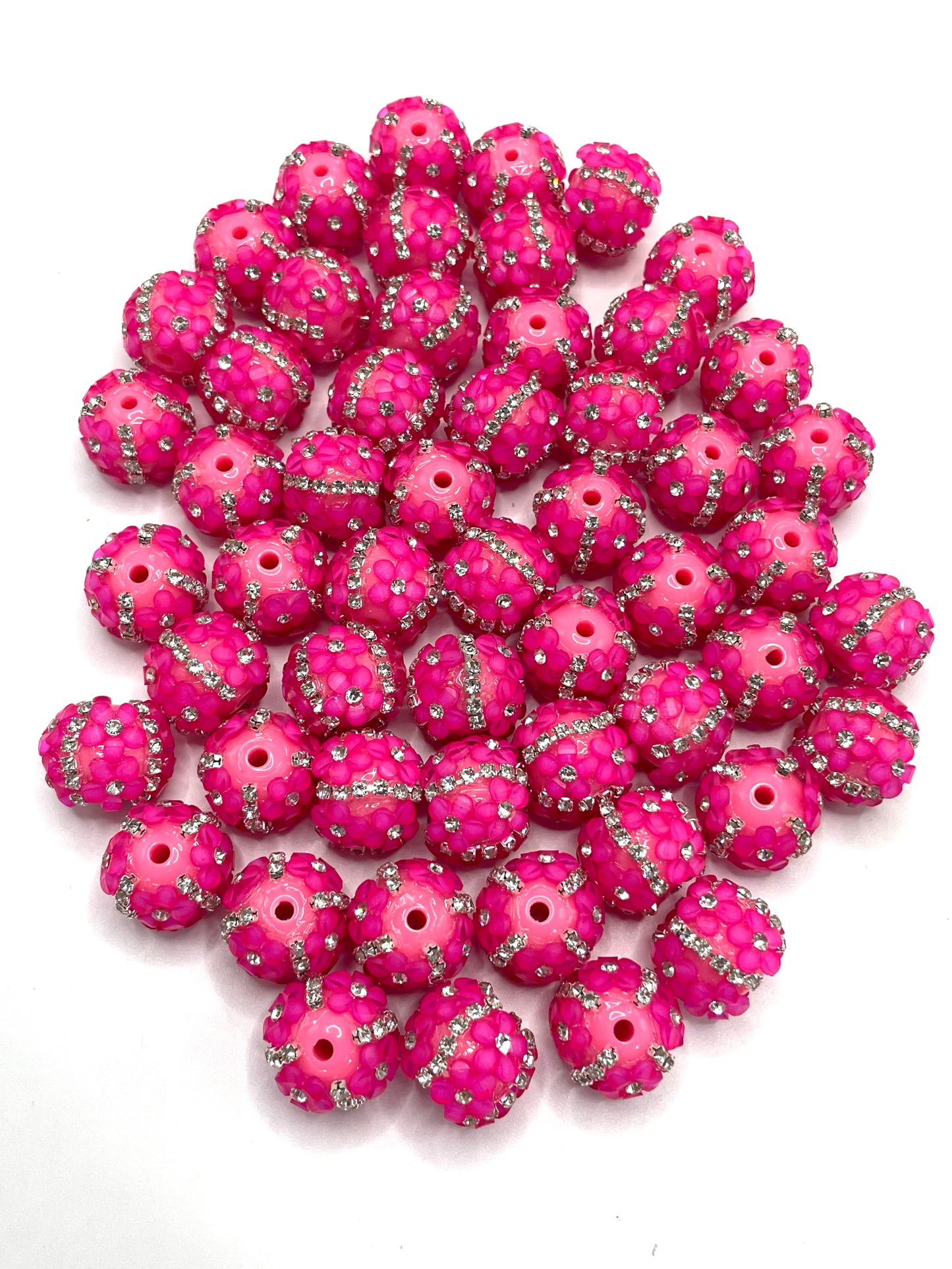 Neon Beaded beads Chain 3D flowers Bright colors Golden chain and silver chain Random Mix 16mm