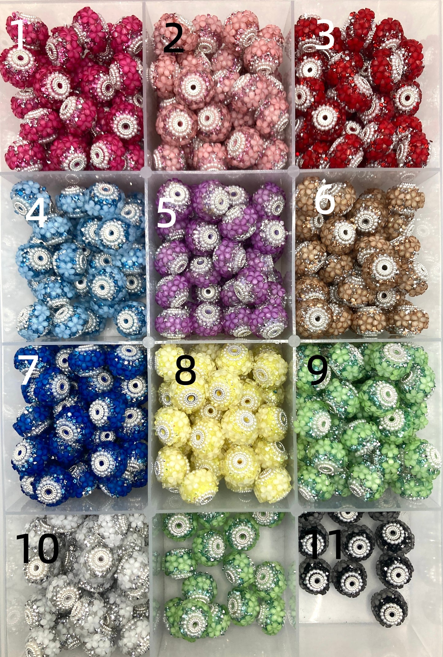 3d flower beads. Rhinestone flower beads bling flower beads random mixed