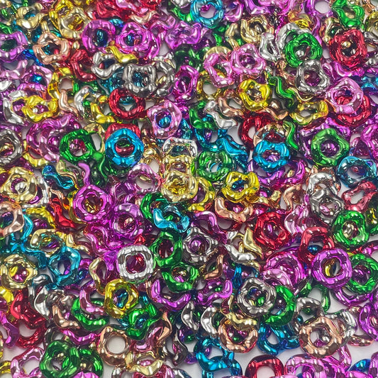 Beaded beadable acrylic glossy shiny wave wavy spacer 15mm christmas color