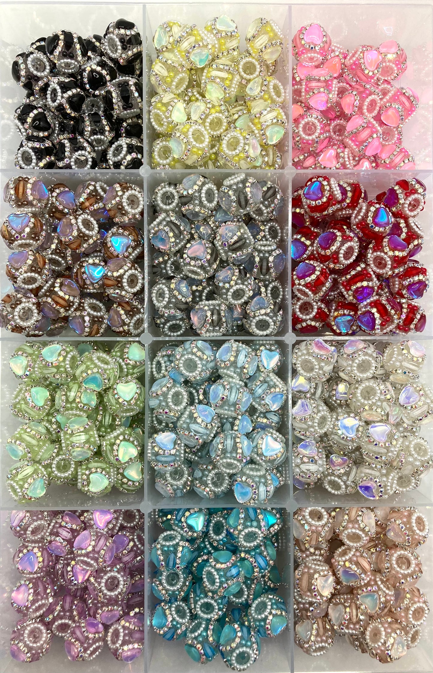 Fancy Beads Acrylic beads Pearl gasket Heart chain Heart rhinestones Random Mix