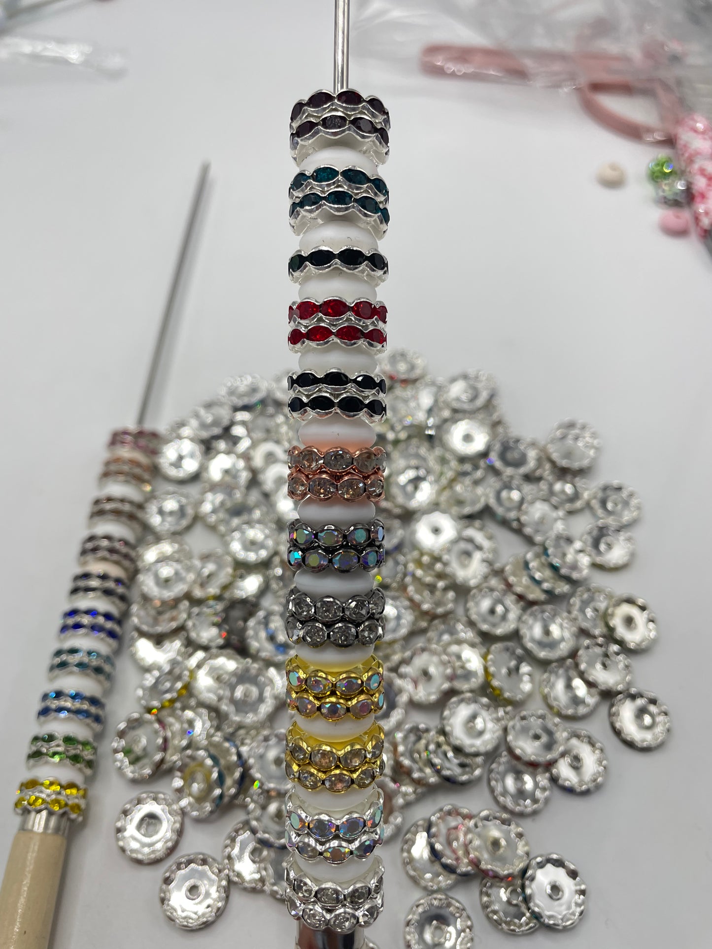 Beaded beadable wavy wave metal metallic spacer 15mm  Spacers With Rhinestone,Random Mix,15mm