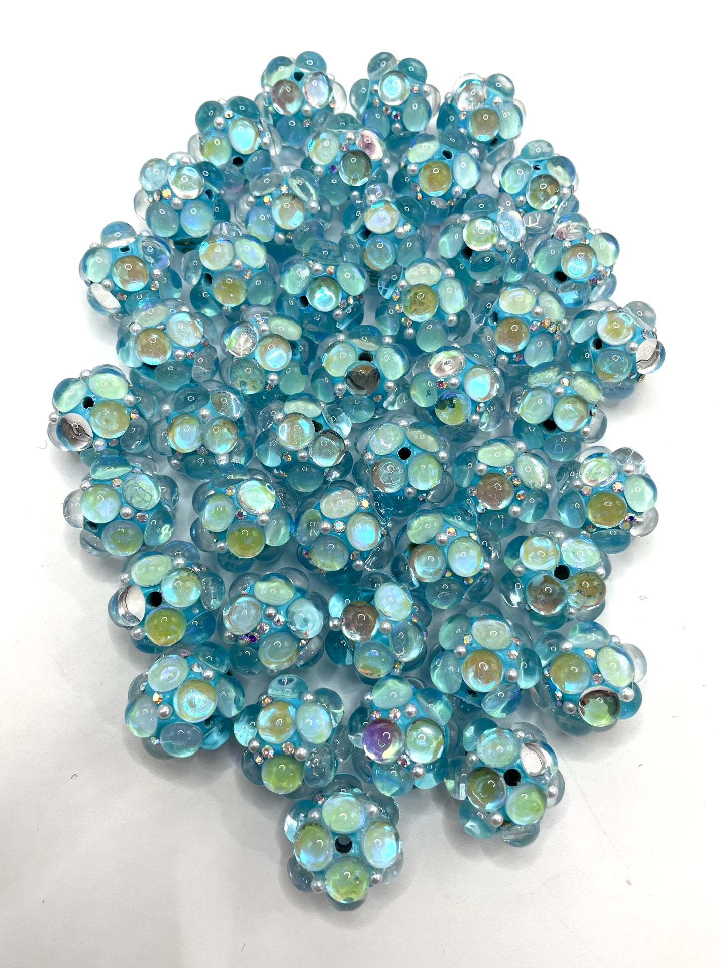 Bubble beads Bubbles of clay beads with rhinestones Fancy 22mm