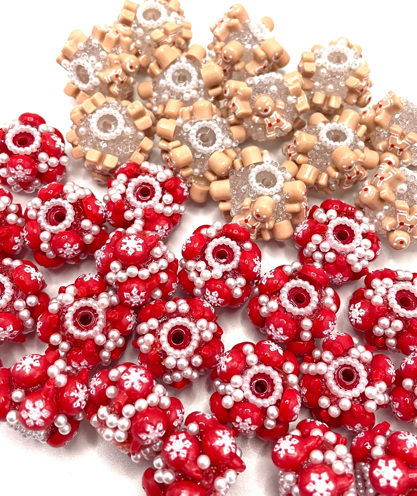 diy beaded beadable Christmas beads with pearl red brown