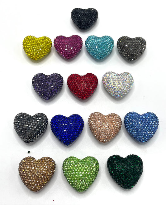 clay rhinstone Clay love Heart bead Valentine's Day Clay and drill beads Random Mix 29mm