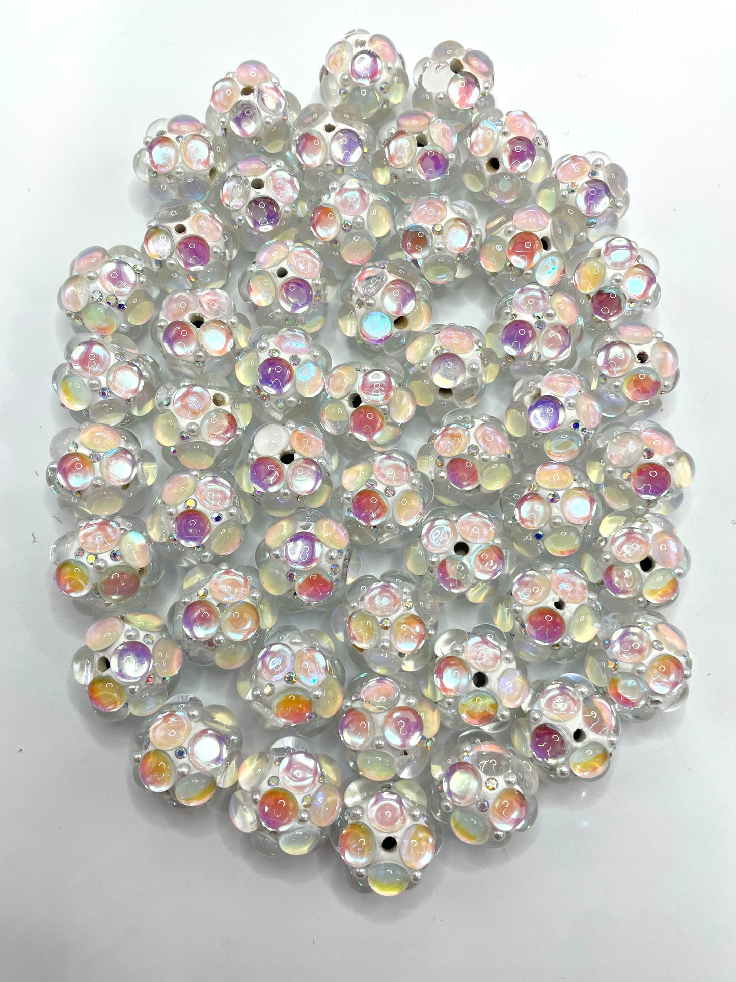 Bubble beads Bubbles of clay beads with rhinestones Fancy 22mm