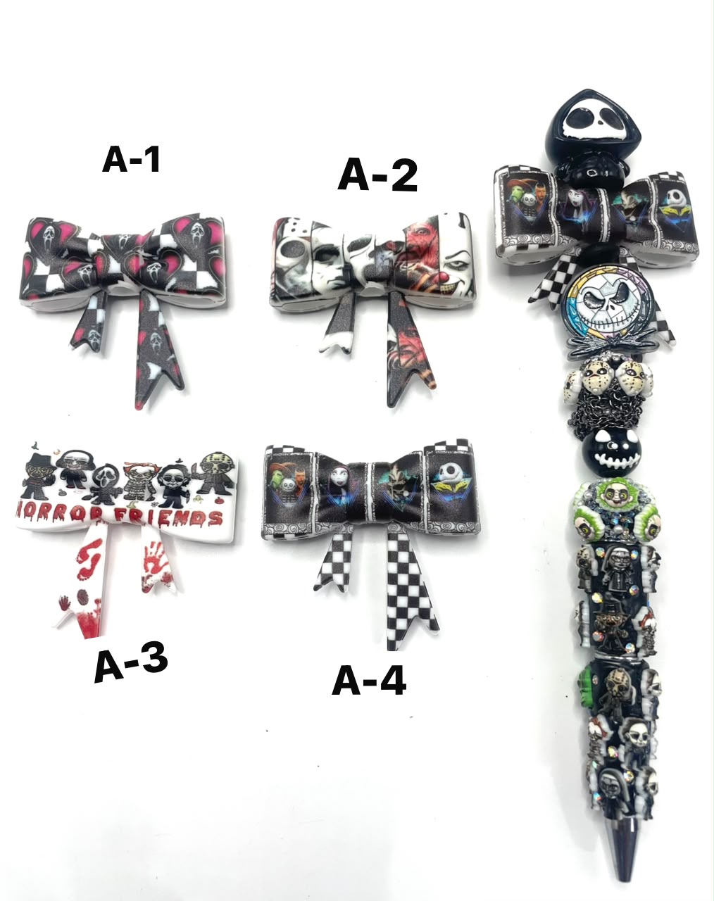 DIY beaded beadable silicone focal beads silicone big bow beads for Halloween diy crafts halloween big bow beads