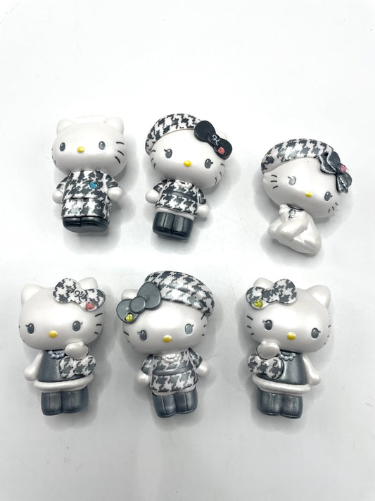 HK monochrome checked girly twin doll topper figure character