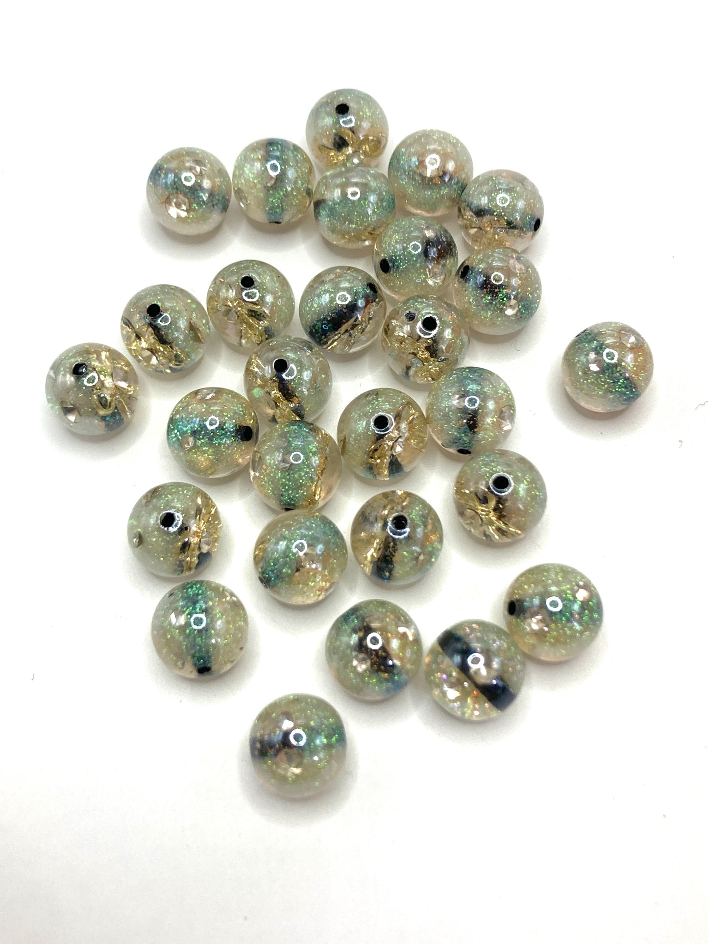 Acrylic beads Embedded inside Metal bow tie Beads of crystal glitter Gold leaf beads Random Mix 16mm
