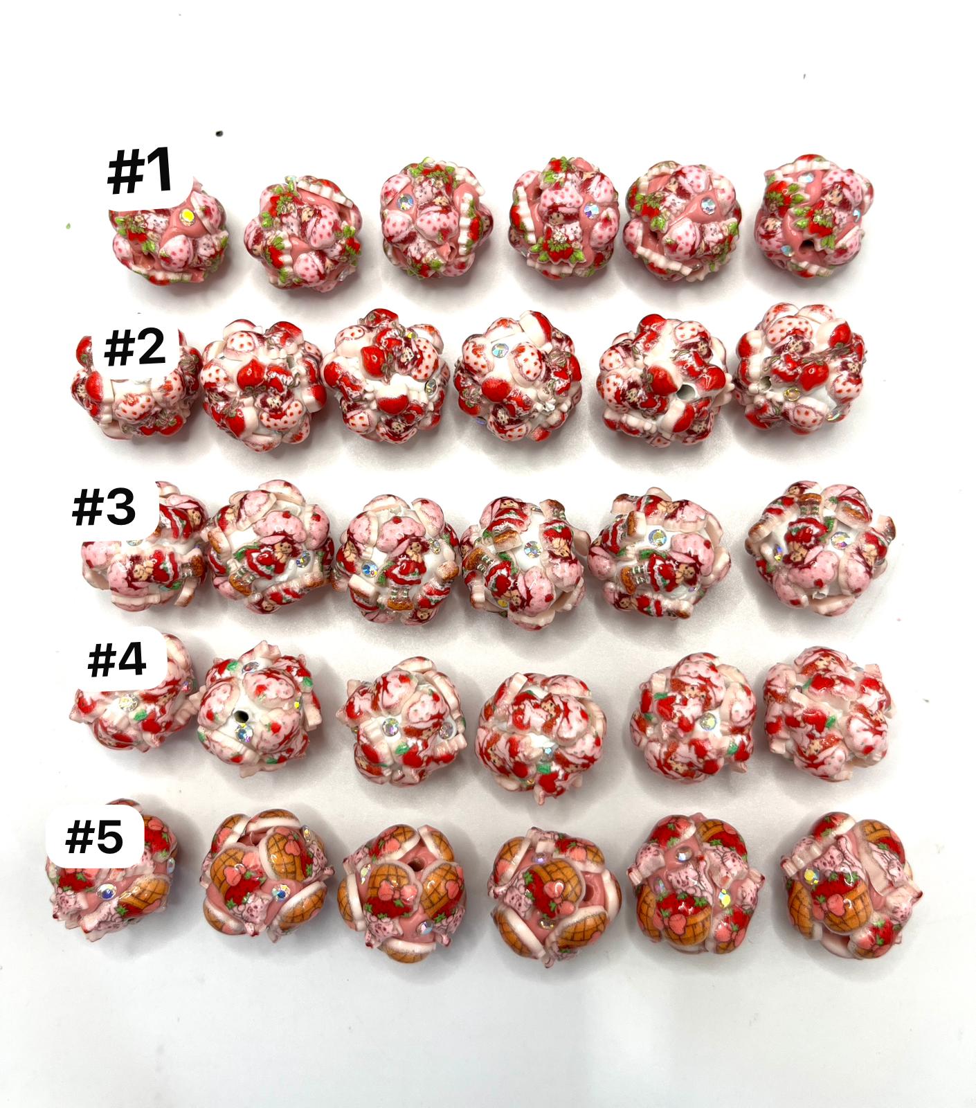 fancy character figure strawberry girl clay bead ,random mix