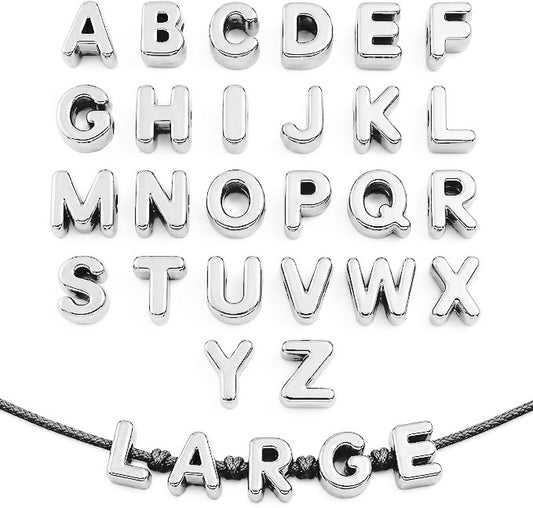 beaed beadable acrylic letter diameter :6mm (approimately H: 20mm  W:16mm T:13mm)