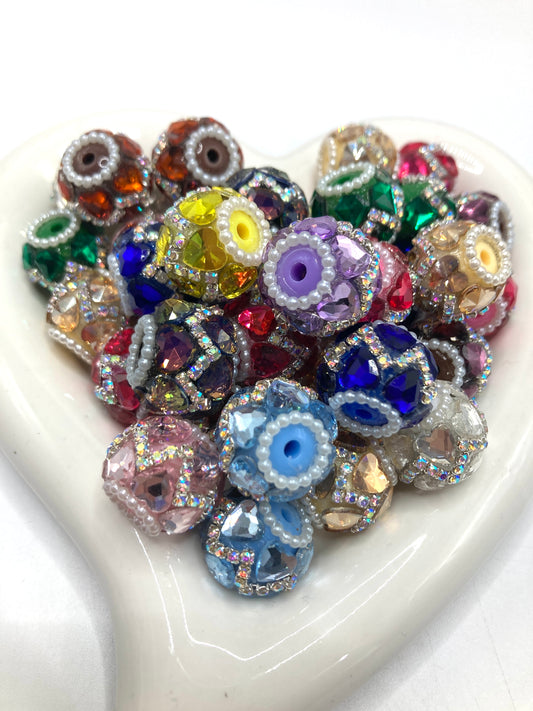 Fancy Beads mirror Heart rhinestone beads Chain and pearl gasket acrylic beads Random Mix