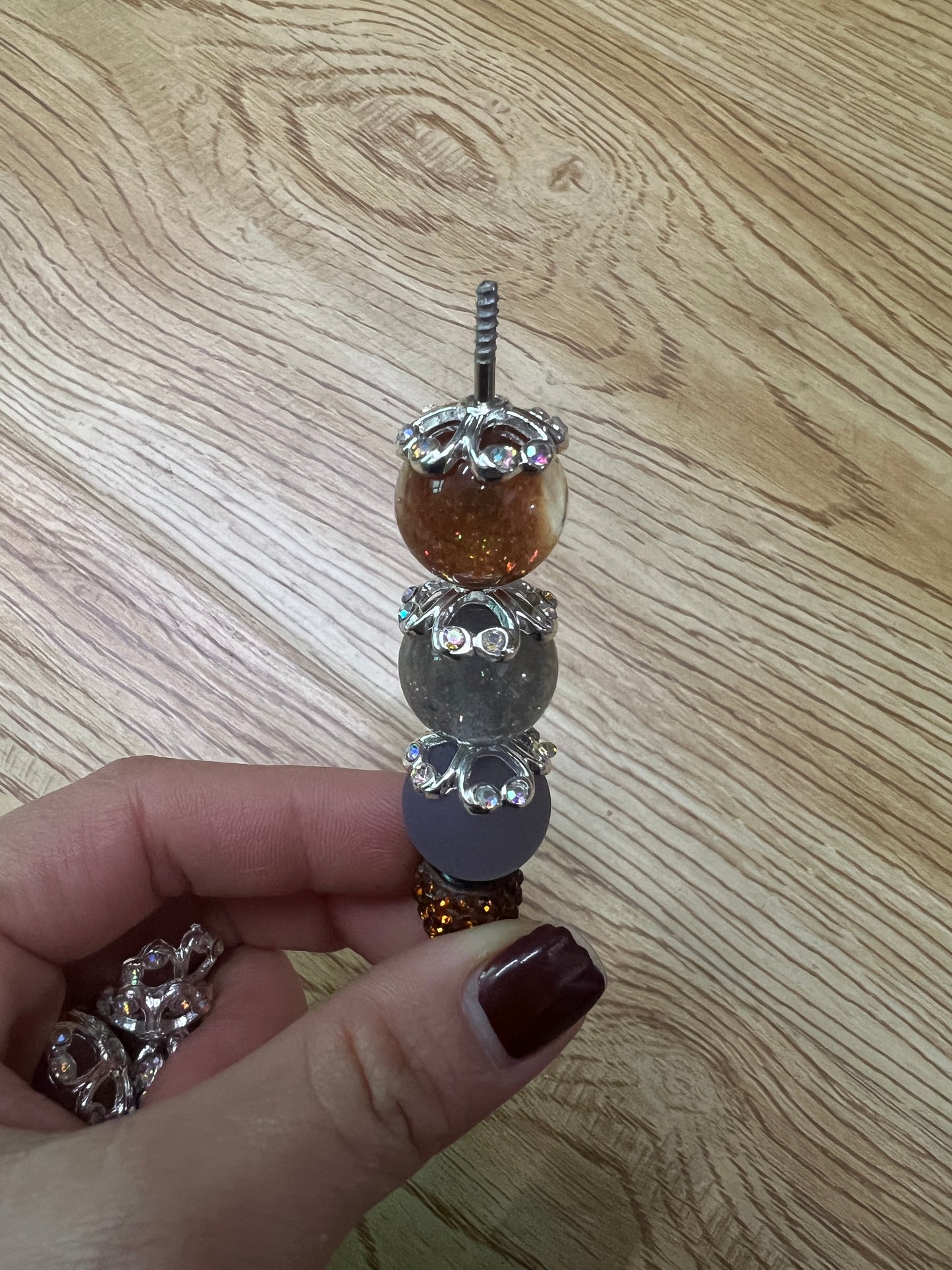 hear shape bead cap with rhinestone