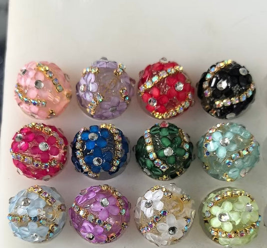 3d flower with gold chain fancy bead