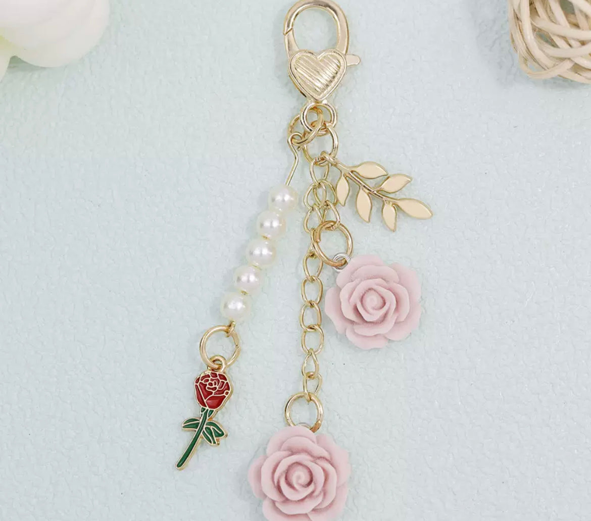 resin rose camellia iron alloy latch diy charm for keychain for handbag for pen drive decoration
