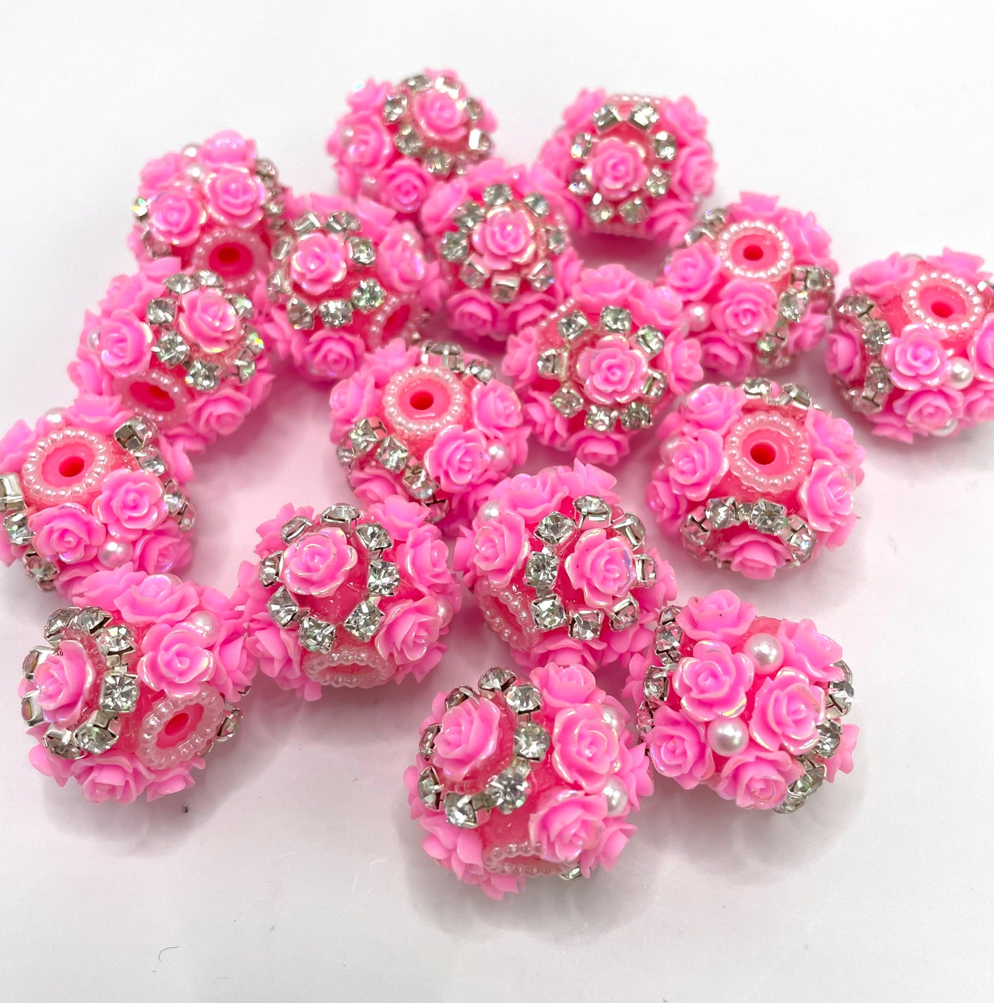 flower fancy Flower bead multicolour rose Chain Pearl acrylic Solid bead 23mm Random Mix