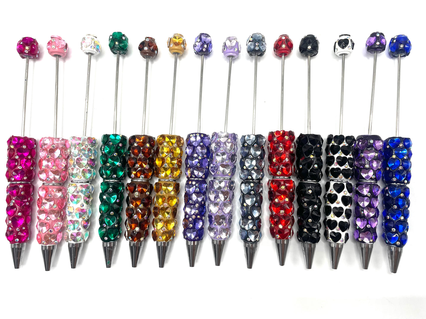DIY PENS BEADED BEADABLE FANCY PENS WITH HEART SHAPE STONE ,COLORED