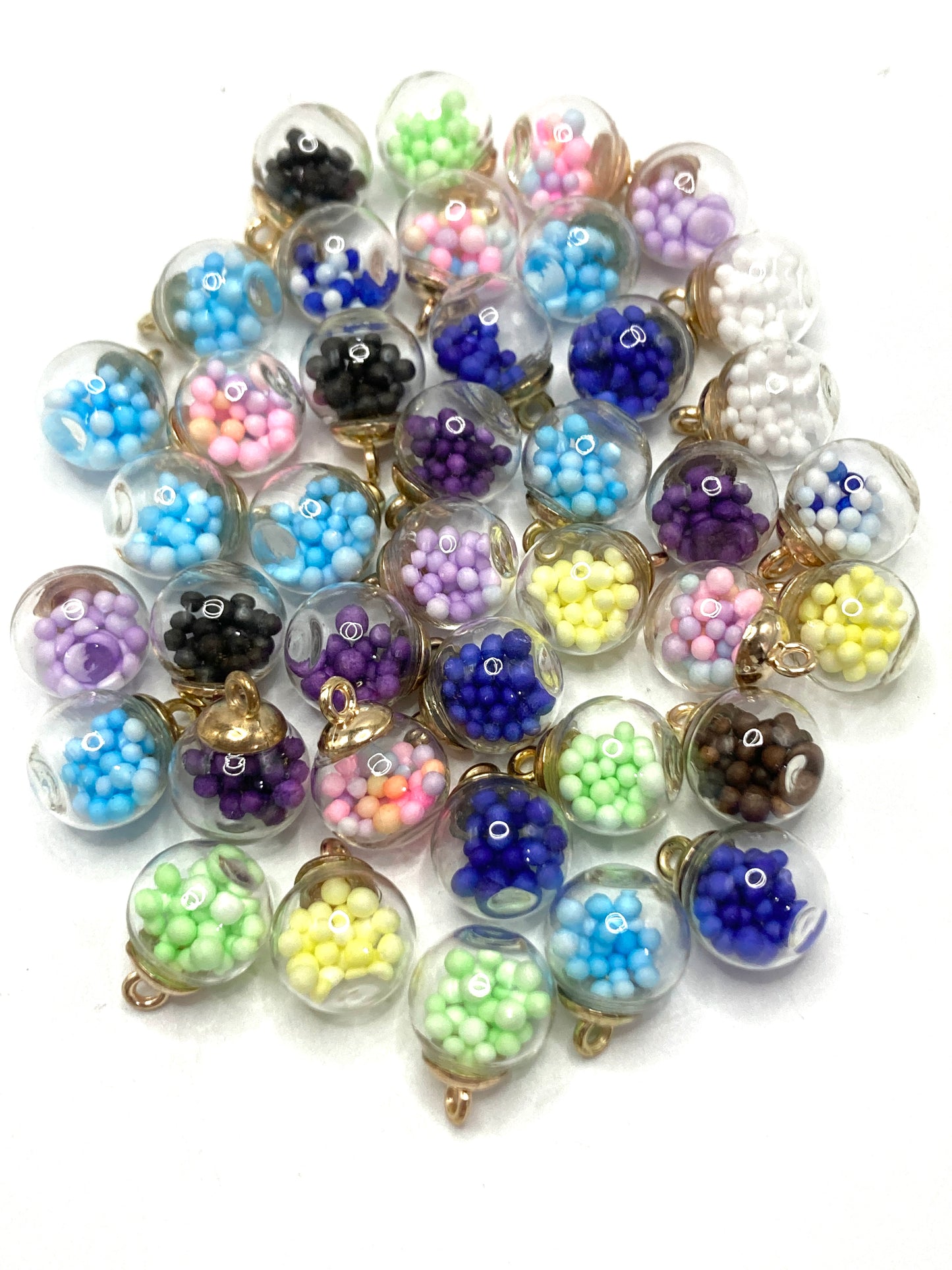Glass ball pendant Fruit slices Stars Foam ball Colored stones Sphere-shaped pendant Random Mix 16mm