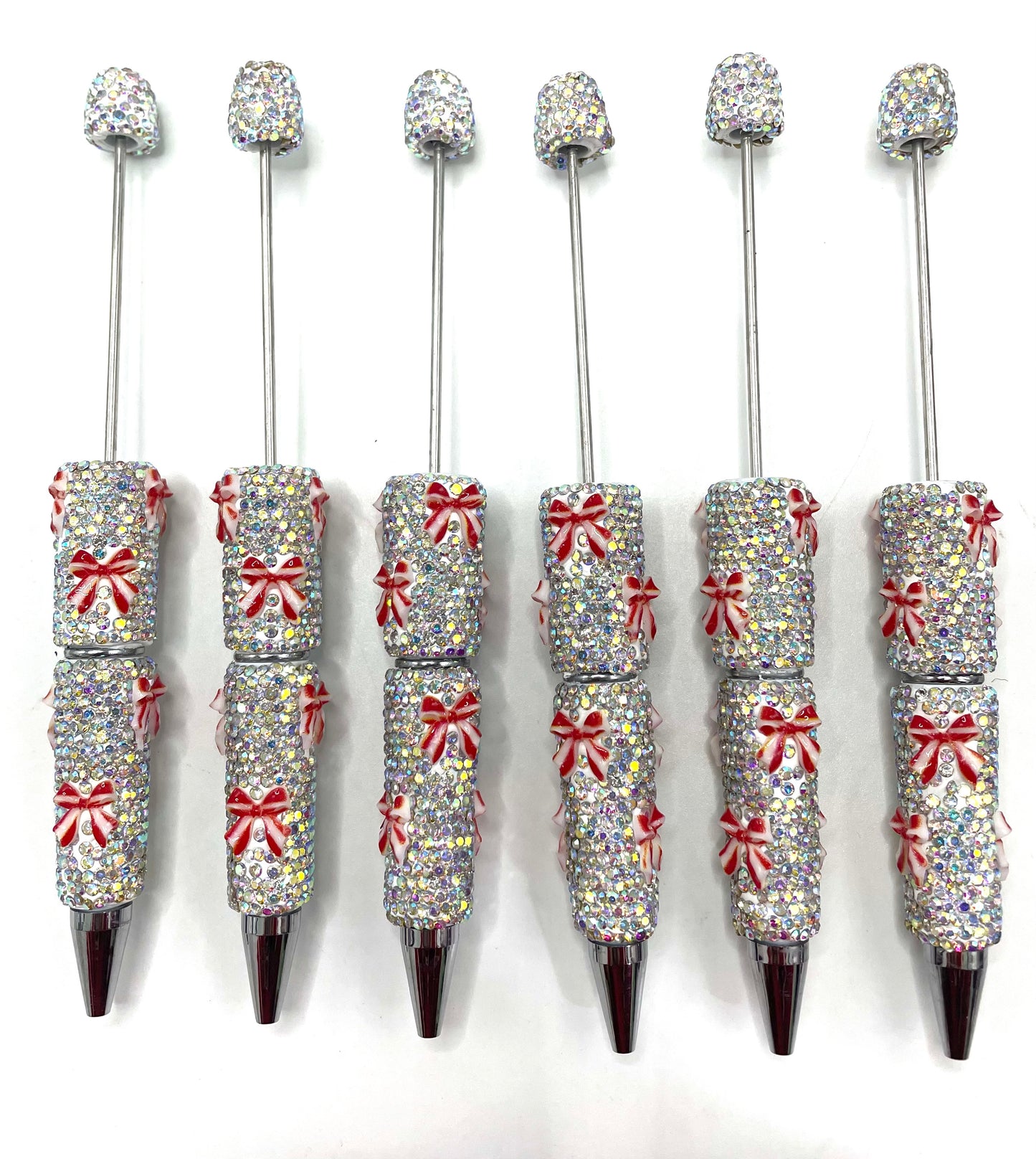 bow pen colorful clay rhinestone pen Diy Clay Rhinestone with bow shape rhinestone beaded beadable pen Rhinestone pen Bling pen