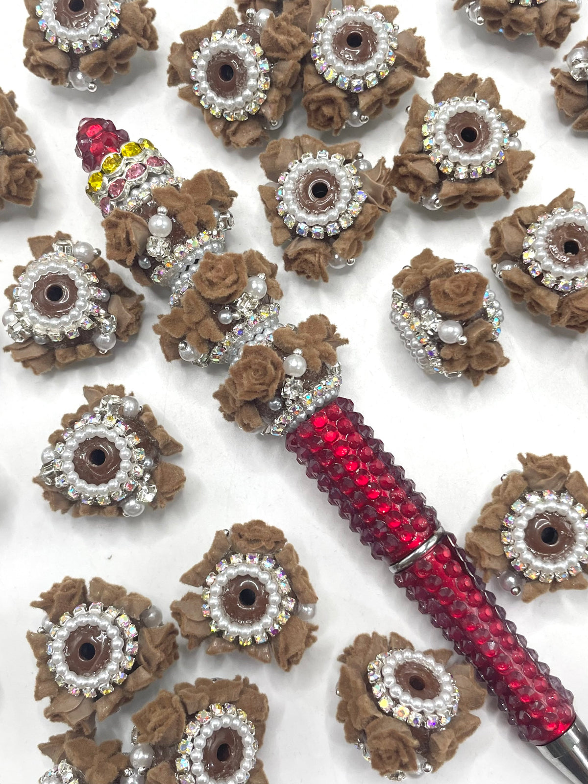 fuzzy flower rose fancy beads