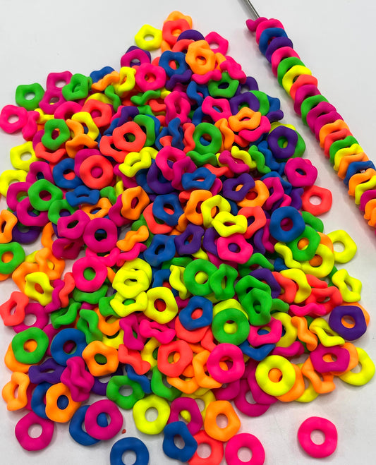 Matt Frosted Wave Shape Acrylic Spacer Beads And Solid Color Neon,Random Mix,12mm