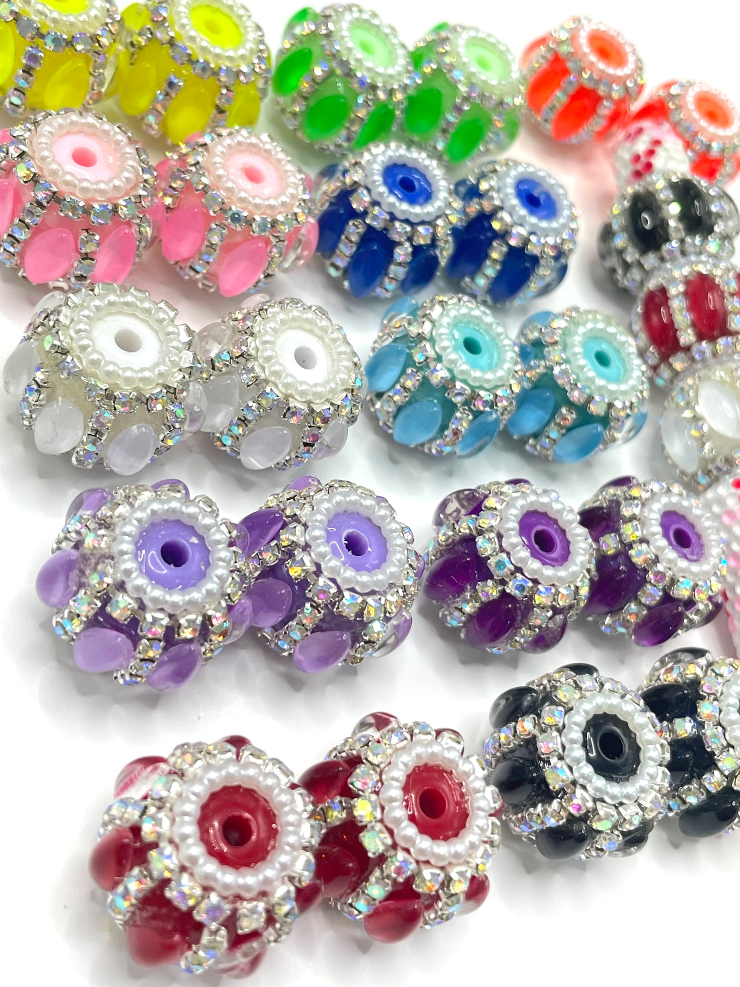 Diy beaded beadable horse eye fancy beads  Colorful Oval shape Bubble beads Chain and pearl ring Fancy Beads 18mm
