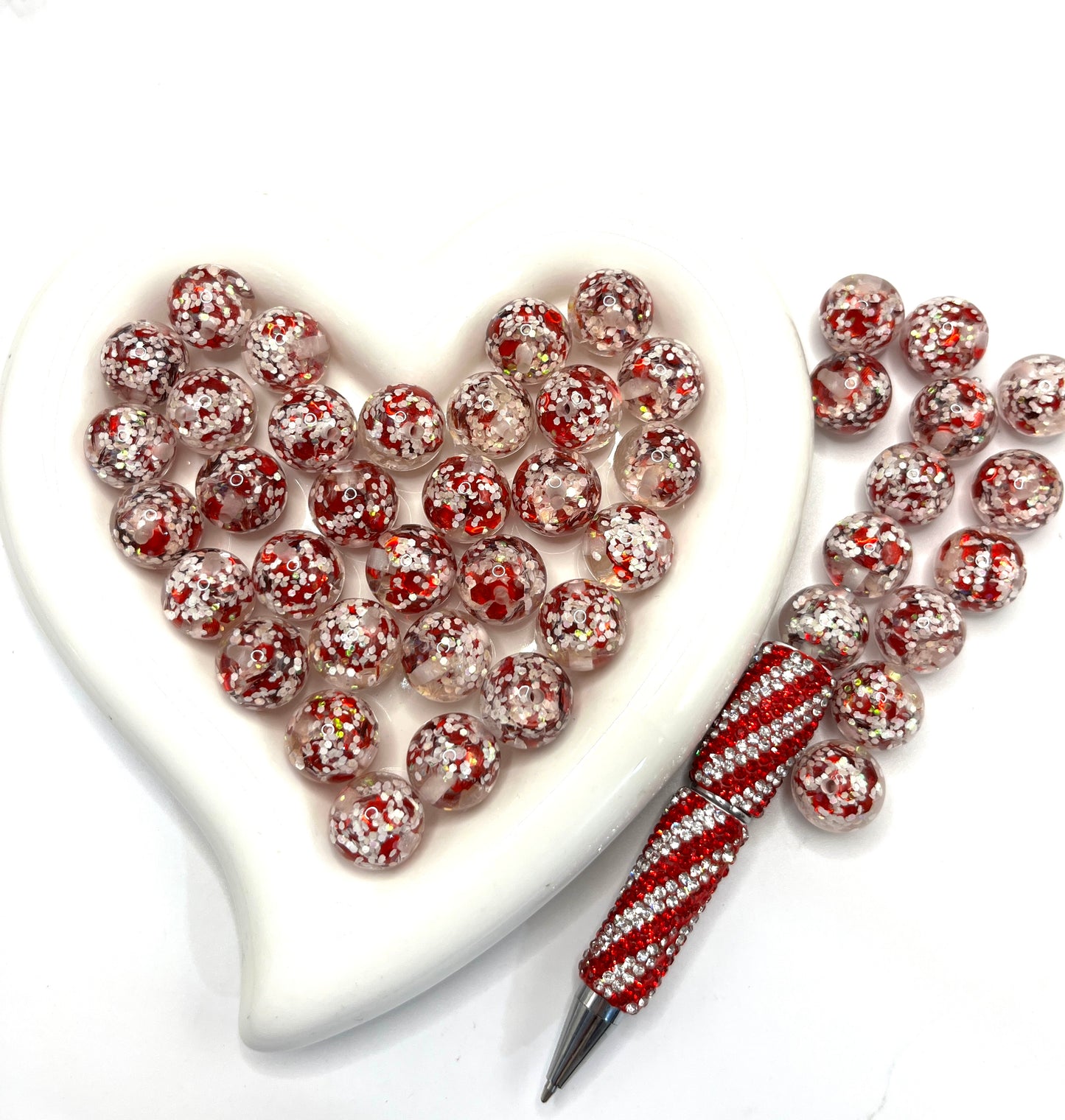 diy beaded bearable acrylic beads with the festival Christmas elements inside colored ,random mix 16mm