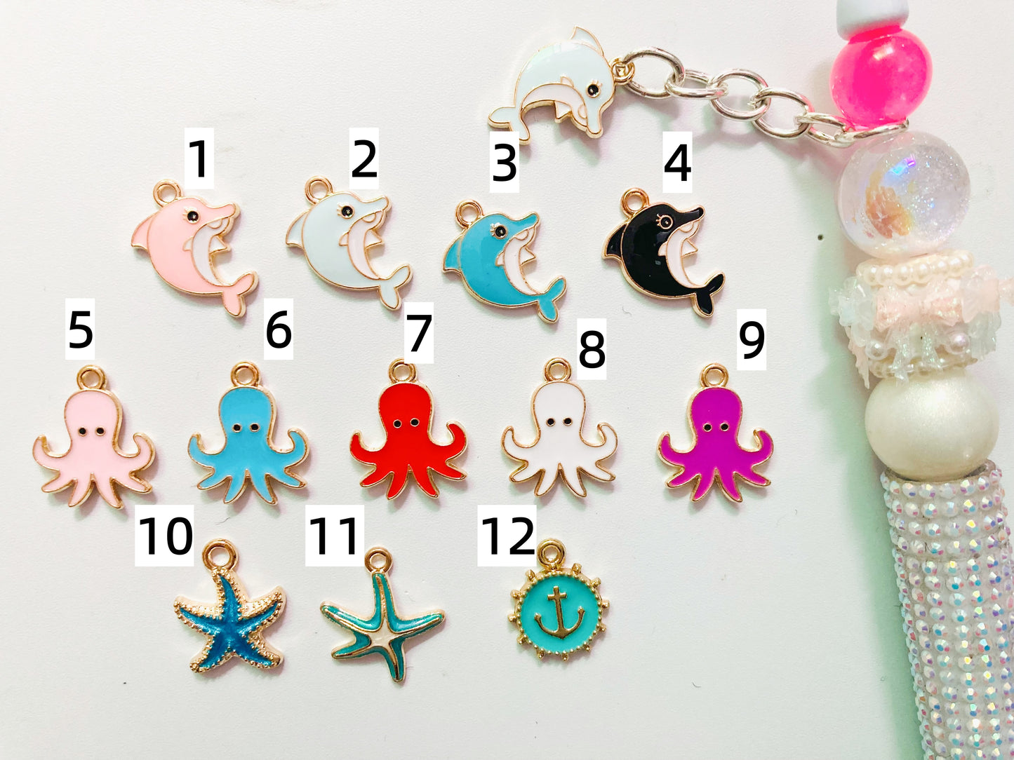 charm Ocean Series Metal alloy diy Pendant Earrings Starfish Dolphin Octopus