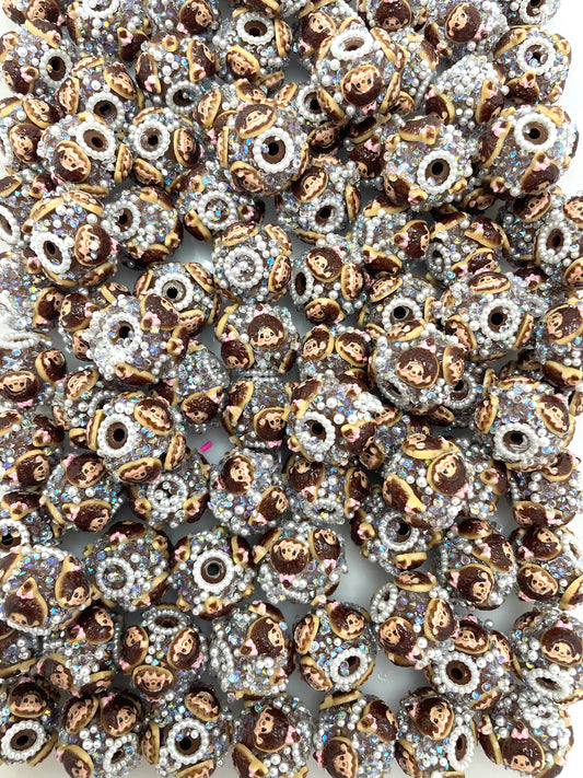 Beaded beadable monchichi figure character sugar pearl beads