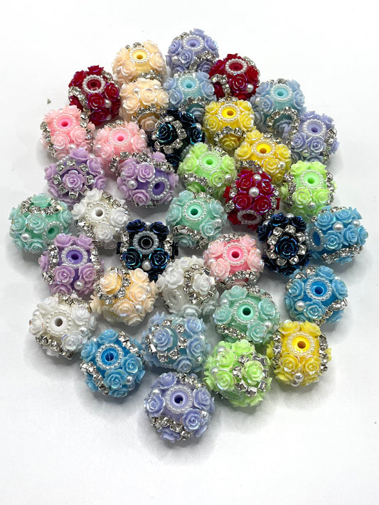 flower fancy Flower bead multicolour rose Chain Pearl acrylic Solid bead 23mm Random Mix