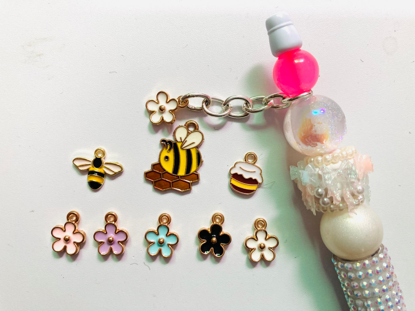 charm Pendant Metal alloy pendant Flower Bees Honey