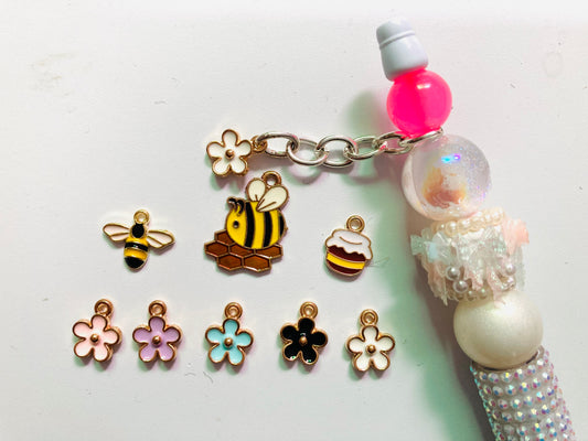 charm Pendant Metal alloy pendant Flower Bees Honey