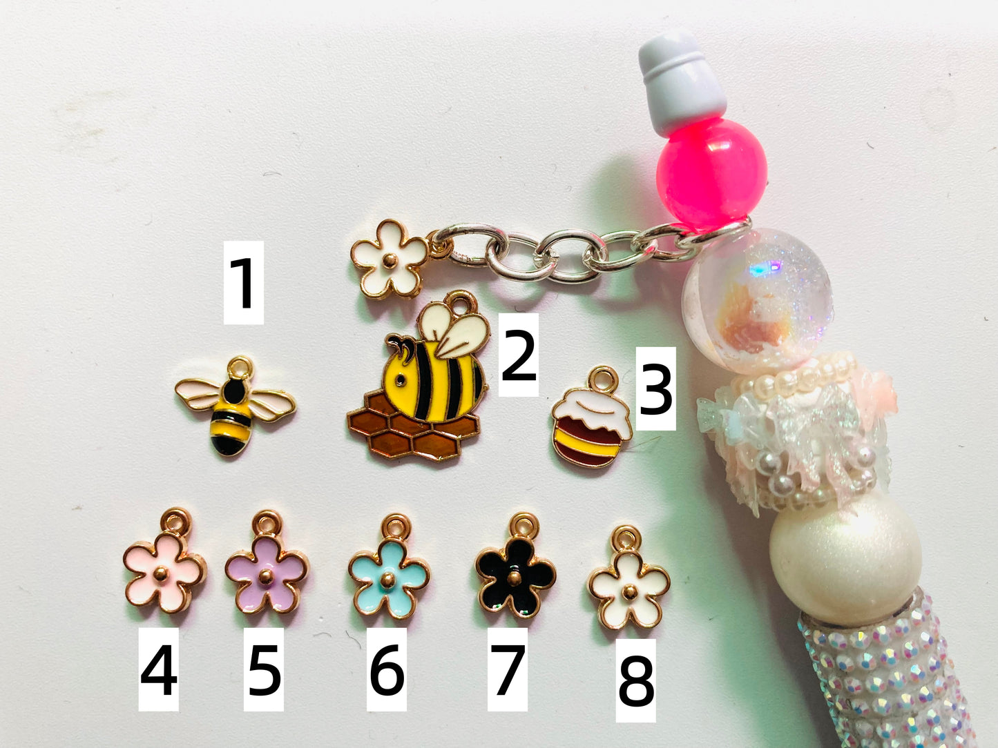 charm Pendant Metal alloy pendant Flower Bees Honey