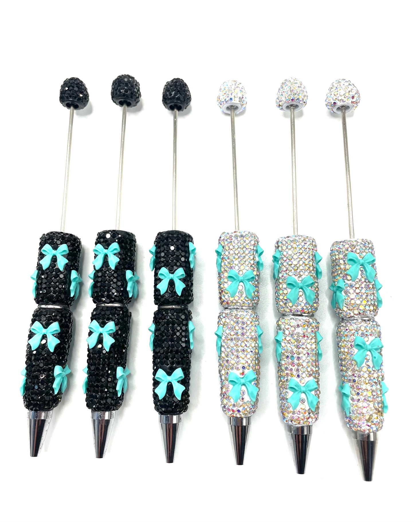 Beaded beadable rhinestone fancy pens with bow