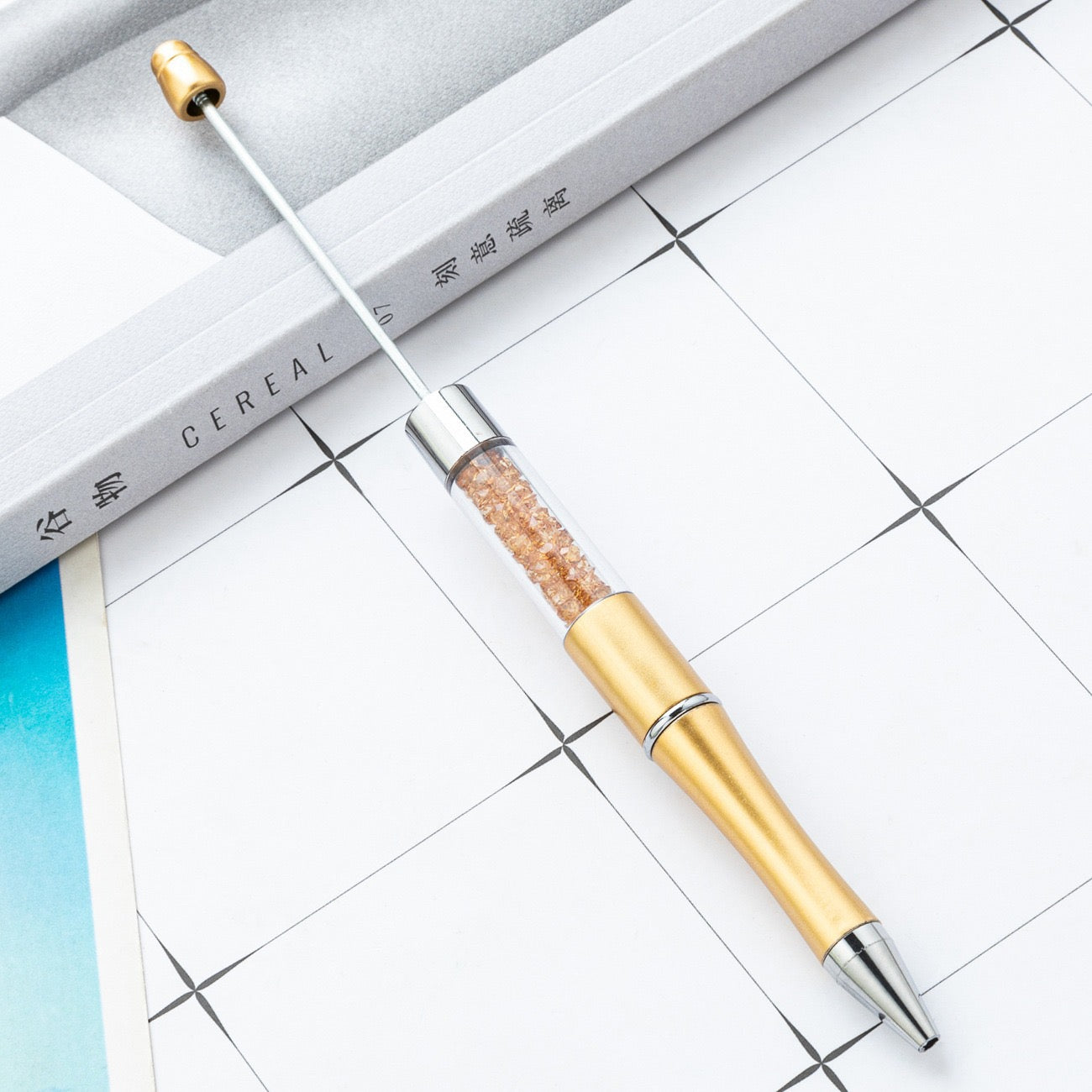 diy pen has the crystal inside the empty plastic tube beadable pen beaded pen ball point plastic pen