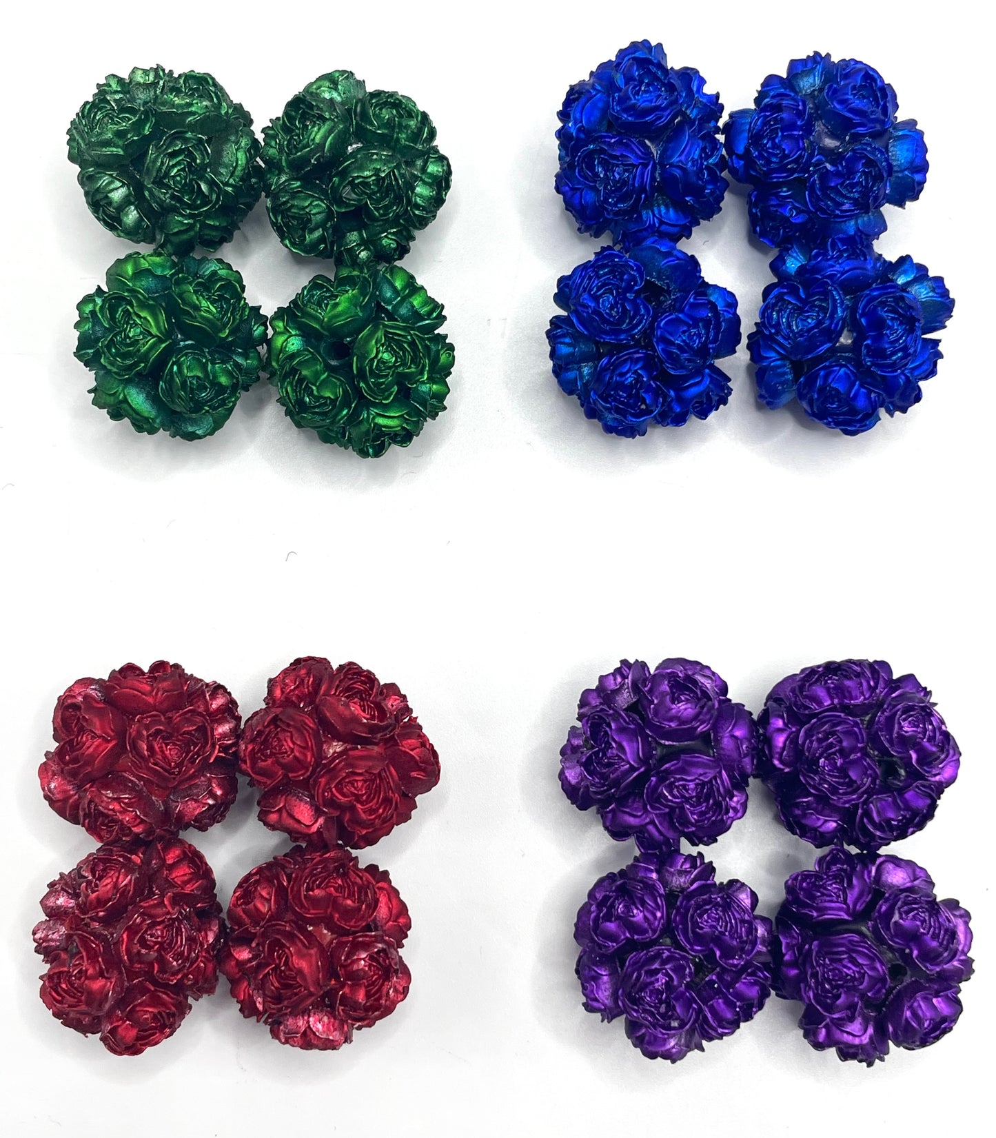 Christmas color scheme Heart flower Rose flower Clay flower beads Random Mix 20mm