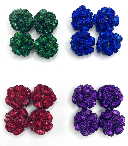 Christmas color scheme Heart flower Rose flower Clay flower beads Random Mix 20mm