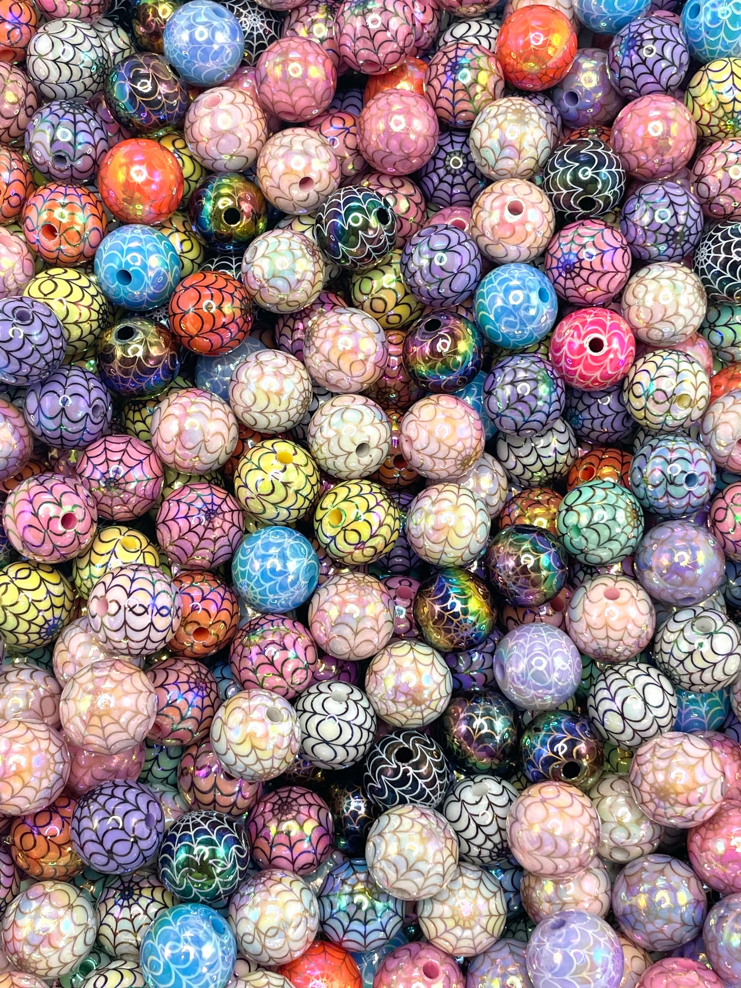 Acrylic Spider web acrylic beads Halloween series Random Mix 16mm