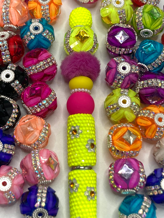 Fancy Beads Rhinestone Chain Metal ring Spacers Rhombus Mirror Pumpkin beads 18mm Random Mix